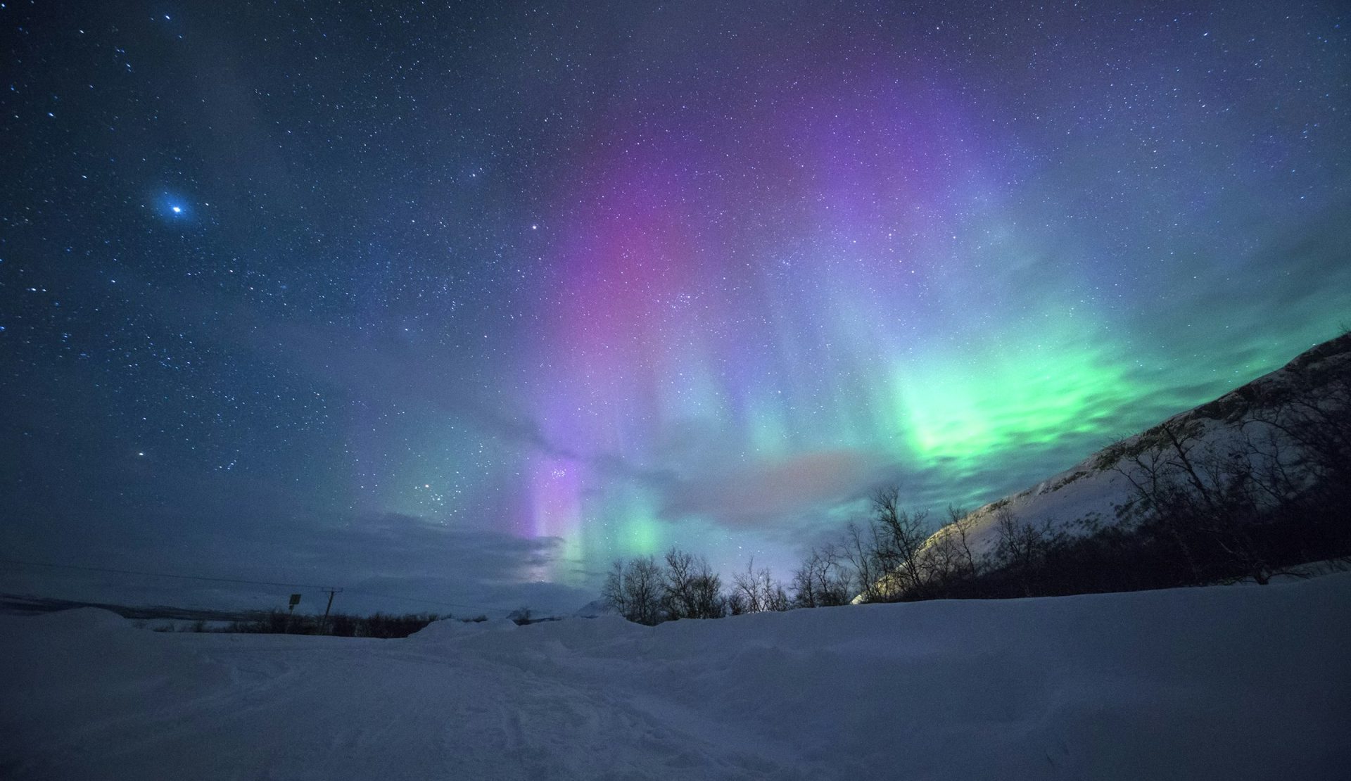 Aurore boréale au-dessus du chalet SamArctic en pays Sami